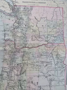 Washington & Oregon Pacific Northwest Seattle Portland Eugene 1889 Bradley map - Picture 1 of 4