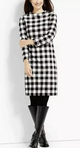 NWT TALBOTS LADYS 100%COTTON BUFFALO PLAID BUTTON SHOULDER SHIFT DRESS SIZE: XLp - Picture 1 of 8