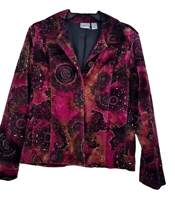 Chaqueta Blazer Chicos Para Mujer Borgoña Rojo Terciopelo Paisley Brillante Talla 1 Foto 1 de 3