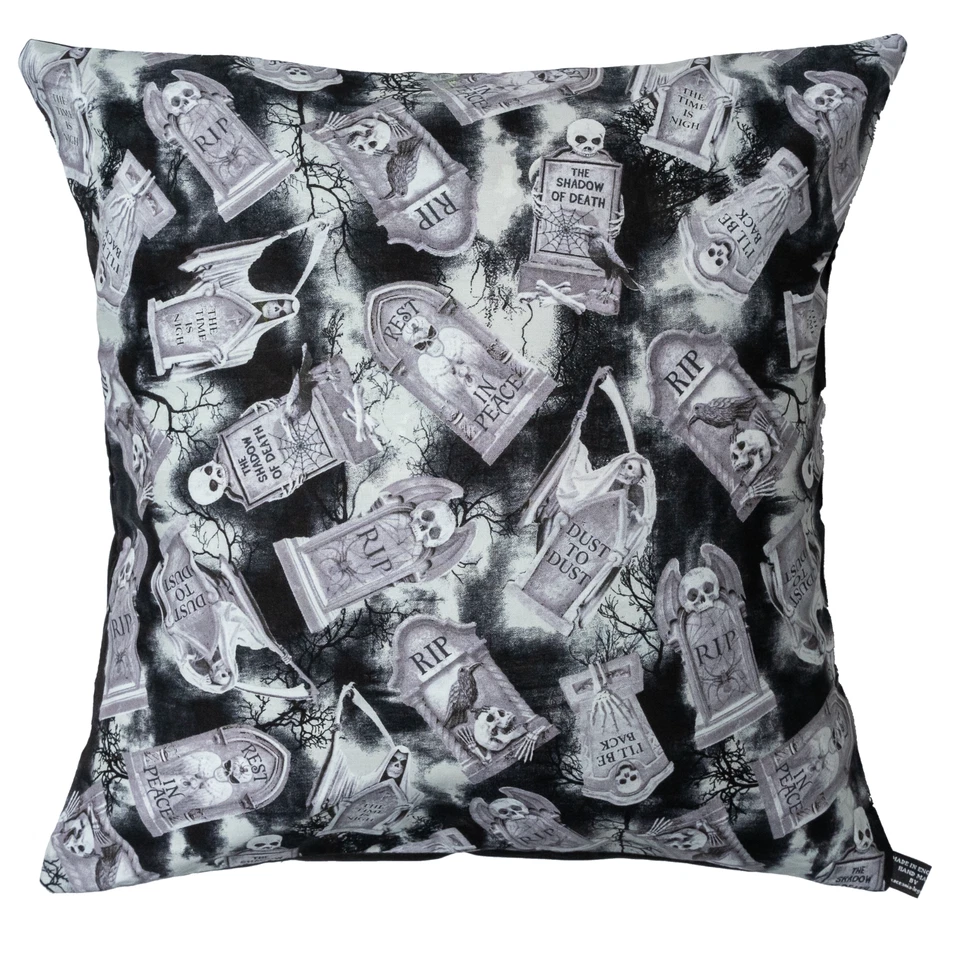 Tombstone Cushion Cover Decorative Trendy Case fits 18" x 18" Gothic Graveyard - Image 1 of 1