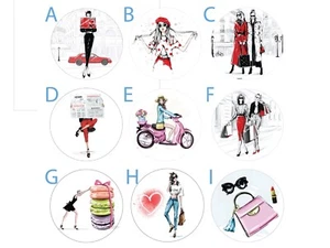 50 Fashion Girl Aufkleber Handarbeit Fashionista Kreis Umschlag Party Sticker Siegel - Bild 1 von 9