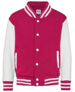 Personalised Custom Just Hoods Awdis Kids Varsity Jacket Baseball School JH43J - Picture 1 of 22