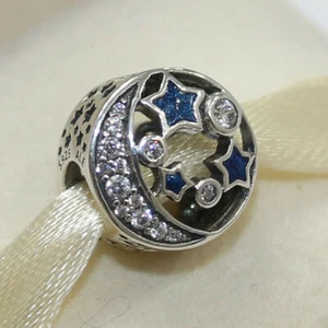 New Authentic Pandora Charm Vintage Night Sky Bead 791992CZ W Tag & Suede Pouch - Picture 1 of 6
