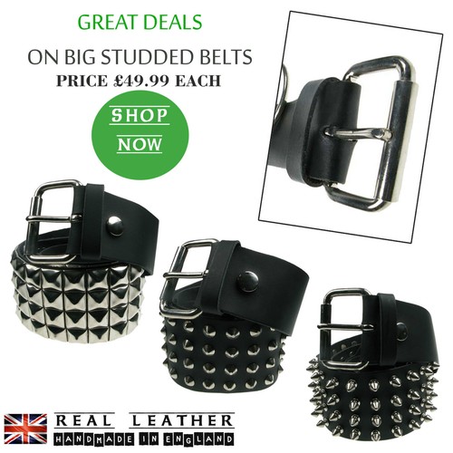 FILA Cintura in vera pelle con jeans resistenti e duri taglie 63 mm borchie made in UK