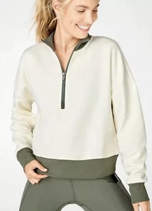 Fabletics Catarina Mock Neck Half Zip Pullover Sweatshirt Cropped Sweater XL - Picture 1 of 11
