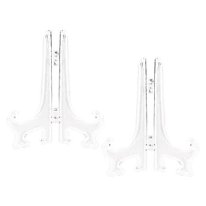 2 Pcs 4 Inch Clear Acrylic Easel Stands Small Display Holders for Plates Books - Picture 1 of 6