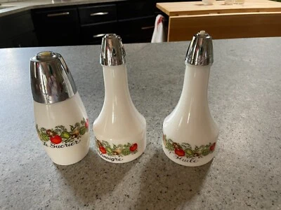 Juego de 3 Cruetas y Azúcar Gemco Spice of Life Aceite y Vinagre De Colección Foto 1 de 4