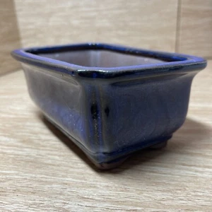 Bonsai tree flower planter cobalt blue rectangle Panda Garden pottery Flaw - Picture 1 of 11