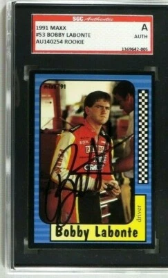 BOBBY LABONTE RC 1991 MAXX #53 SIGNED AUTOGRAPH ROOKIE SGC AUTO - Image 1 of 2
