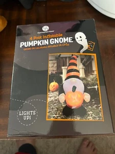 Huntington Home 4 Foot Inflatable Pumpkin Gnome NEW - Picture 1 of 4