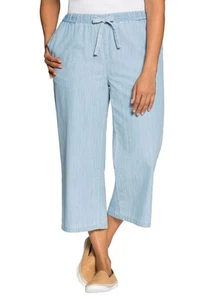 Woman Within Plus Size Drawstring Denim Capri - Picture 1 of 20