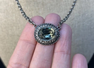 Collar Gargantilla ELIZABETH COLE Verde Ahumado Tono Plata Cristales Swarovski Foto 1 de 4