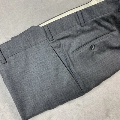 Samuelsohn Performance Dress Pants 40 Reg* Gray Super 130s Wool Flat Front Cuff - Image 1 of 4