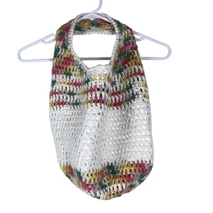 Bolso de Mano Crochet Colorido Bolso de Hombro a Rayas Hecho a Mano Tejido Boho Chic - Imagen 1 de 8