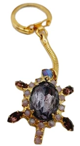 Schlüsselanhänger lila Strass Schildkröte goldfarben  - Bild 1 von 5