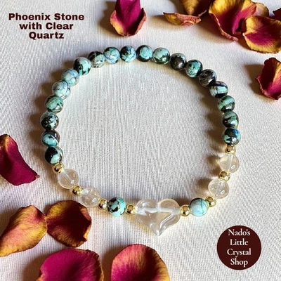 Phoenix Stone 6.5mm Bracelet With Clear Quartz And Copper Spacers  - Image 1 of 4