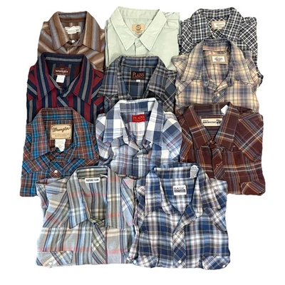 LOTE DE 11 camisas vaqueras vaqueras vaqueras de manga corta con botones lisas a presión de perlas Foto 1 de 4