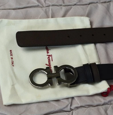 Cinturón Hombre Ferragamo Reversible/Ajustable Acabado Metálico Gancini Hebilla 120cm Foto 1 de 4