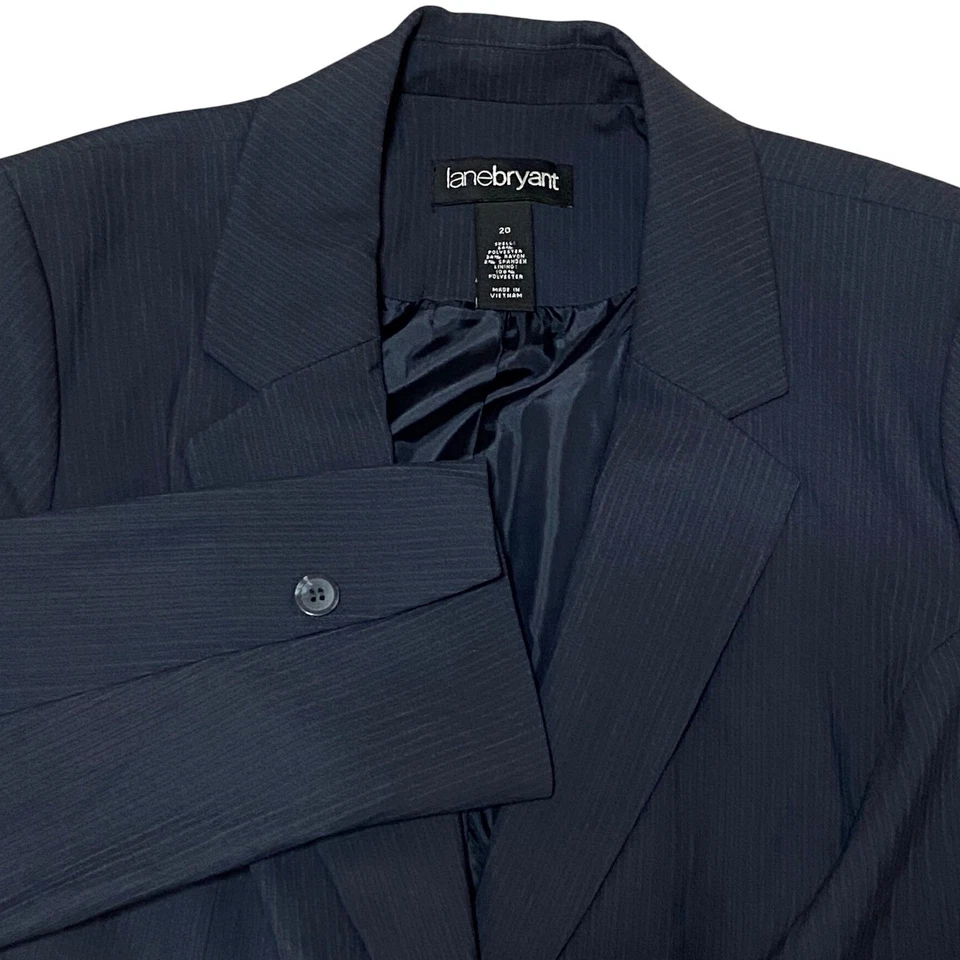 Jaqueta Lane Bryant Blazer Listra de Giz Azul Marinho Negócios Carreira Profissional 20 - Imagem 1 de 4