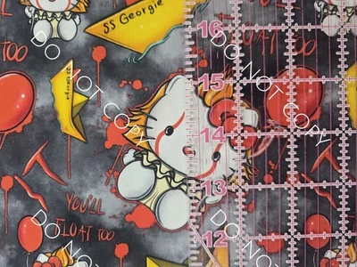 Custom 100% Cotton Woven Fabric Hello Kitty Pennywise It By The 1/4 Yard 9x56 - Image 1 of 2