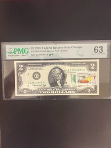 1976 $2 First Day Of Issue Federal Reserve Note PMG 63 - Picture 1 of 2