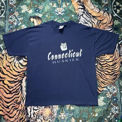 Винтажная футболка 90-х годов Y2K Connecticut UConn Huskies графическая NCAA XL синяя - Изображение 1 из 4