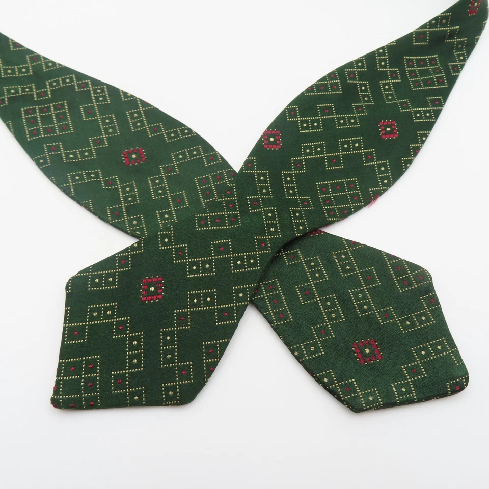 Ralph Lauren Polo Bow Tie Green Red Checked 2" Wide Self Tie Silk Diamond - Image 1 of 4