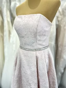 Brautkleid 32/34 XS/S Standesamt Abendkleid Rosa Glitzer Korsage Vorne kurz Neu - Bild 1 von 13