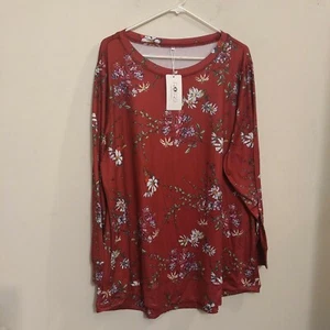 Rosriss Plus Size Collection Red Long Sleeve Top Women's Plus 20W New With Tags - Picture 1 of 12