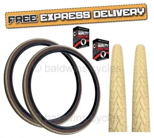 Baldys 700 x 38c CREAM With BROWN WALL Hybrid Trekking Cycle Bike TYREs TUBEs - Picture 1 of 11