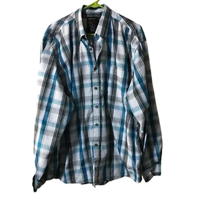 WALNUT CREEK PLAID BUTTON-DOWN WHITE BLUE GREY LONG SLEEVE SHIRT MENS XL - Picture 1 of 4