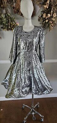 Vintage 1970s Silver Metalic Lamè Custom Dress With Wired Hem - Image 1 of 4