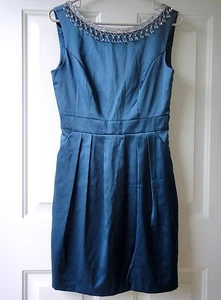 NWT MISS SELFRIDGE Teal Sequin Beaded Embellished Sheath Dress 6 US 10 UK 38 EU - Picture 1 of 12