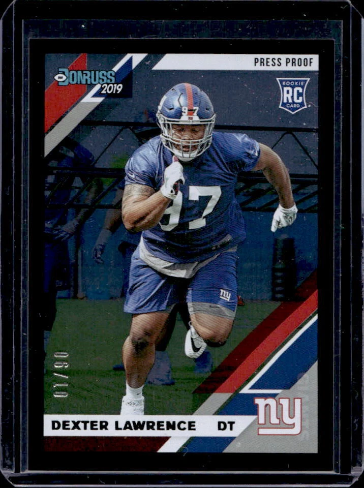 2019 Panini Donruss Dexter Lawrence Press Proof Black Rookie RC #6/10 Giants