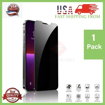 Privacy Tempered Glass Screen Protector for iPhone 8 X 12 13 14 15 16 17 Pro Max - Image 1 of 4