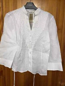 Marks & Spencer Blouse Top Size 10 New Tags White 100% Linen V Neck Lightweight - Picture 1 of 9