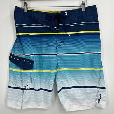 Rip Curl Swim Trunks Men's 30 Blue Striped Drawstring Beach Pool - Image 1 of 4