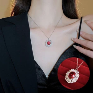 French Temperament Flowers Oval Zirconia Necklace Personalized Fashion Female - Picture 1 of 10
