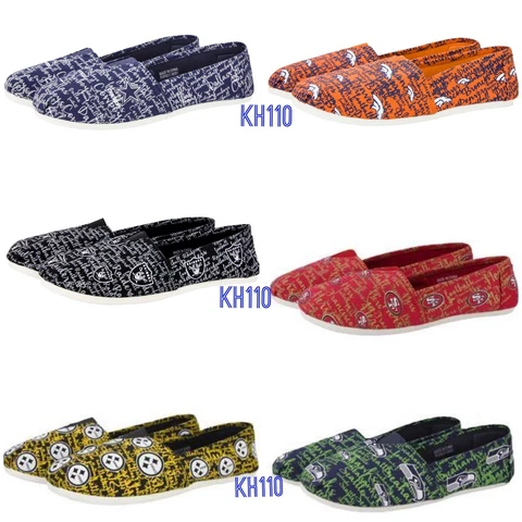 NFL Team Women's Canvas Script Tom Style Slip On Shoes Cover