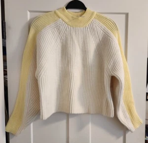 ASOS Colorblock Mockneck Ribbed Cropped Boxy Sweater WOMENS US 4 Wool Blend NWT - Picture 1 of 8