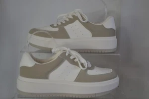 New Look Mujer Blanco y Gris Grueso Plataforma Zapatillas Reino Unido Talla 7 - Imagen 1 de 8