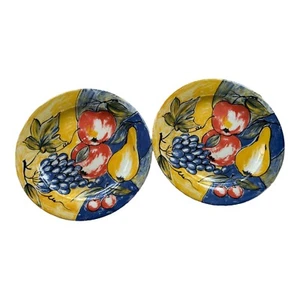 Pier 1 Italian Set Of 2 Plates ABSTRACT Fruit Round 8.25” Retired - Picture 1 of 5