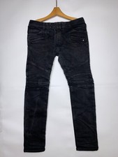 BALMAIN SKINNY BIKER JEANS BLACK COTTON PANTS MADE IN ITALY sz 33 MEN
