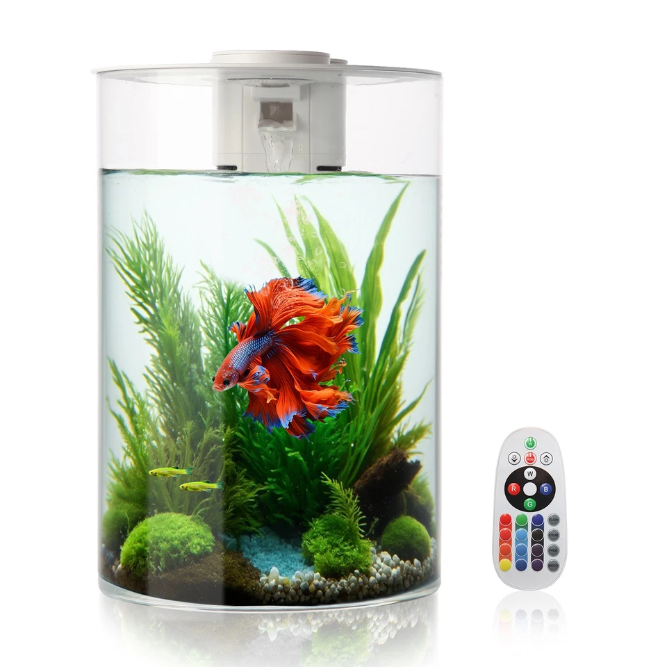 ABESTSTUDIO Small Fish Tank Aquarium Kit 3 Gallon with Filter and Multi Color LED Lighting