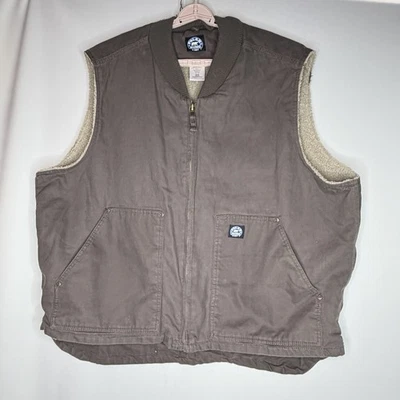 CHALECO DE LONA POLAR KING by KEY Sherpa Forrado Cremallera Marrón Oscuro Para Hombres 2XLR Foto 1 de 4