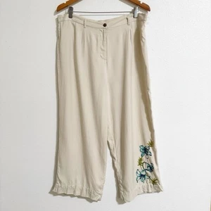 Pantalones Cortos Coldwater Creek Seda Floral Bordado Caqui Talla XL - Imagen 1 de 10