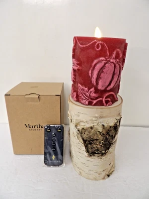 Luminara Hojas y Calabazas en Relieve 4" Vela Pilar Roja Nueva con Control Remoto Foto 1 de 4