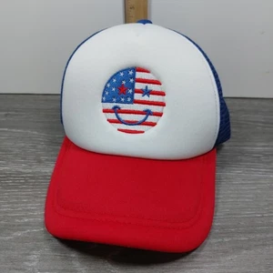 Patriotische Truckermütze Smiley Gesicht Druckknopflasche Netzrücken Multi Einheitsgröße - Bild 1 von 6