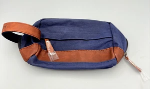 Nuevo bolso de cosméticos de viaje de vacaciones de lona y cuero Mugsy Denim Dopp Kit - Imagen 1 de 7