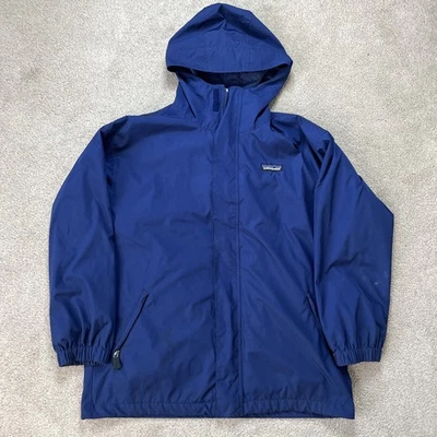 Chaqueta Parka Patagonia Mountain Niños Grande 12 Azul Con Capucha Cremallera en Vellón Esquí Nieve Foto 1 de 4